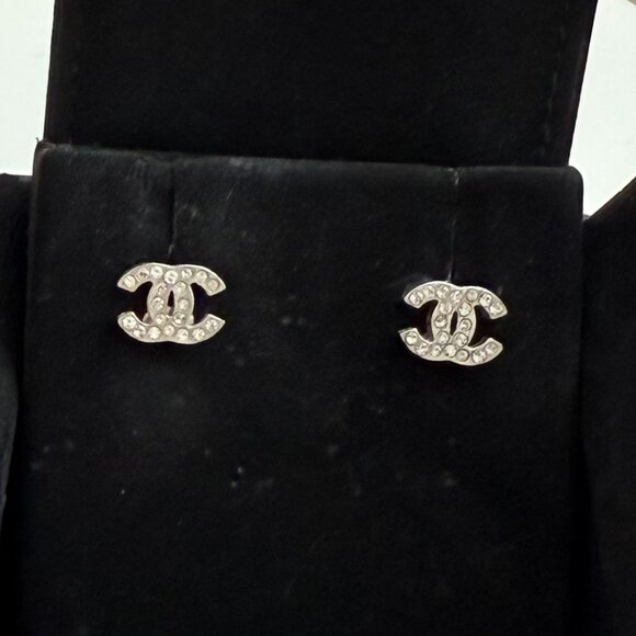 Chanel Crystal CC Studs (Silver) - Picture 1 of 9